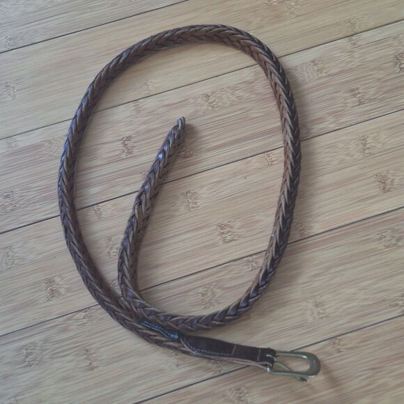 Vintage Brighton Braided Bullwhip Leather Belt Solid Brass Buckle Crafted in USA main image 7